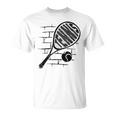 テニスラケット ボール シルエット 面白い スポーツ選手 コーチファン Tシャツ