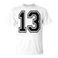 ナンバー13 カレッジスポーツチーム 黒文字 Tシャツ