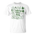 ハイキング バイブスオンリー 自然 落書き アート ミニマリスト 森林愛好家 Tシャツ
