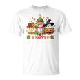 ハッピー、感謝祭、ハロウィン、メリークリスマス。 長袖tシャツ Tシャツ