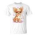 ハートに囲まれた愛らしいチワワ Tシャツ