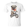 パグ いぬ イラスト パグ好き 犬好き 自転車 かわいい おもしろ レトロ かっこいい Tシャツ