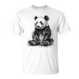 パンダ アニマルプリント グラフィック デッサン アート 絵画 パンダ Tシャツ