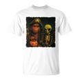 ビッグフットエイリアン 面白い ハロウィン トリック ドア カメラビュー Tシャツ
