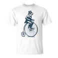 ビンテージのペニーファージング自転車に乗る粋なカエルのサイクリスト Tシャツ