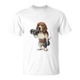 ビーグル 犬 ダンベル 筋トレ 筋肉 ワークアウト ジム Tシャツ