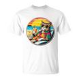 ビーチでドリンクを飲みながらリラックスできるレトロなヴィンテージクールな猫 長袖tシャツ Tシャツ