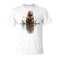 ビーバー 恋人 動物 アート イラスト グラフィック ビーバー Tシャツ