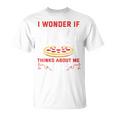 バックプリント ピザも私のことを考えているのかな Tシャツ