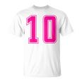 ピンク色背番号 10 チーム短大スポーツピンク色背番号付きユニフォーム Tシャツ