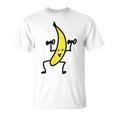 メンズ ファニースティックフィギュア フィットネス バナナダンベル トレーニング Tシャツ