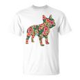 フレンチ ブルドッグ フラワー フローラル フレンチ ドッグ シルエット 犬 ペット Tシャツ