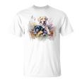 フローラルワイルドフラワー 犬 ラブラドールレトリバー Tシャツ
