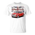 ブリティッシュクラシックカー レッドミニスポーツカー Tシャツ