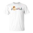 ポメラニアン Ekg ハートビートハートライン 肉球プリント Tシャツ