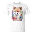 ポメラニアン 抽象画 グラフィック 絵画 動物 ポメラニアン Tシャツ