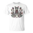 マンダラデザインのかわいい猫の曼荼羅。 長袖tシャツ Tシャツ