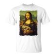 モナ・リザとオレンジ色の猫 面白いアートの絵 Tシャツ