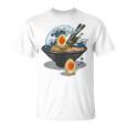 ラーメン 海 波 寝ぼける たまご Tシャツ