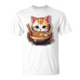 ラーメンを食べている子猫 Tシャツ