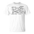 レトロな飛行機の図-ヴィンテージ旅客機の飛行履歴 Tシャツ
