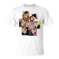 レトロコミックキス、コラージュ、ビンテージポップアートキスコミックスタイル 長袖tシャツ Tシャツ