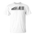 人類の進化がバーコードになる Tシャツ