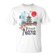 奈良 日本 市街地 旅行 お土産 和 水彩 行楽 Tシャツ