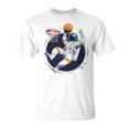 宇宙飛行士 バスケットボール 宇宙 ボール 惑星 銀河 Tシャツ