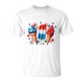 少年 赤 白 青 アメリカ国旗 7月4日 アイスキャンディー 愛国的 長袖tシャツ Tシャツ