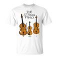 弦楽ファミリー、ヴァイオリン、チェロ、コントラバスミュージシャン面白い Tシャツ