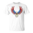 愛国的なアメリカ国旗イーグル 7月4日 バックプリント アメリカン Tシャツ