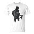 斧と盾を持った熊 中世の熊 バイキング Tシャツ
