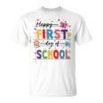 新学期 ハッピー 初日 学校 男の子 女の子 先生 Tシャツ