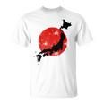 日本 赤 太陽 日本 列島 地図 かっこいい 国旗 スタイル Tシャツ