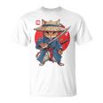 日本の侍 猫戦士 浮世侍 バックプリント Tシャツ