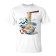 日本の麺スープ ラーメン 浮世絵 日本波 ヴィンテージ Tシャツ