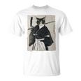 日本美術 猫 忍者 浮世絵 アニメ風 侍猫 長袖tシャツ Tシャツ