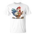 木彫りの鶏、かわいいデザイン Tシャツ