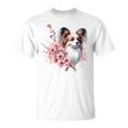 桜 水彩パピヨン Tシャツ
