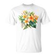 水彩 プルメリア ブーケ シャツ ハワイアン トロピカル フローラル Tシャツ