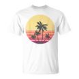 涼しい 夏休み メンズ レディース サンセット ビーチ ヤシの木 Tシャツ