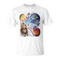 猫 ねこ 宇宙 惑星 Tシャツ