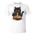 猫 ラーメン グラフィック 日本語 カワイイ アニメ 面白い ラーメン 猫 長袖tシャツ Tシャツ