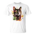 猫 抽象的 かわいい アート ポートレート 動物 恋人 グラフィック 猫 Tシャツ
