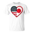 米国 アメリカ 日本 ハートフラッグ 二重国籍。 Tシャツ
