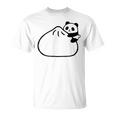 肉まんに抱きつくパンダ かわいい チャイナ 白黒 Panda Meat Bun Tシャツ