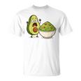 面白いアボカドワカモレ漫画パニック Tシャツ