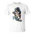 面白いスケートボード バーニーズマウンテンドッグ スケーター スケートグラフィック Tシャツ