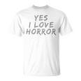面白いホラー愛好家のための面白いテキストの引用 Yes I Love Horror 長袖tシャツ Tシャツ